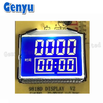Harga yang bagus Custom STN Segmented LCD Display Blue Background Digits Putih Untuk Mesin Mixer on line