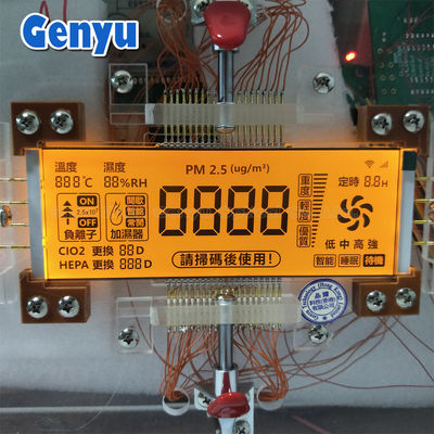 Harga yang bagus 5.0V 4 Ditig HTN Segmented LCD Display RGB Backlight Warna Digunakan Dalam Pembersih Udara on line