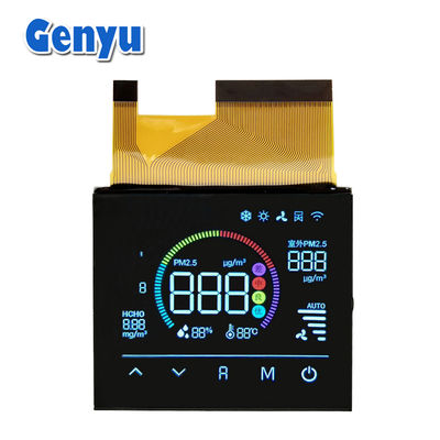 Harga yang bagus 4.5V VA LCD Display Warna Panel Segmen Hitam 72PIN FPC Connect Untuk Purifier Udara on line